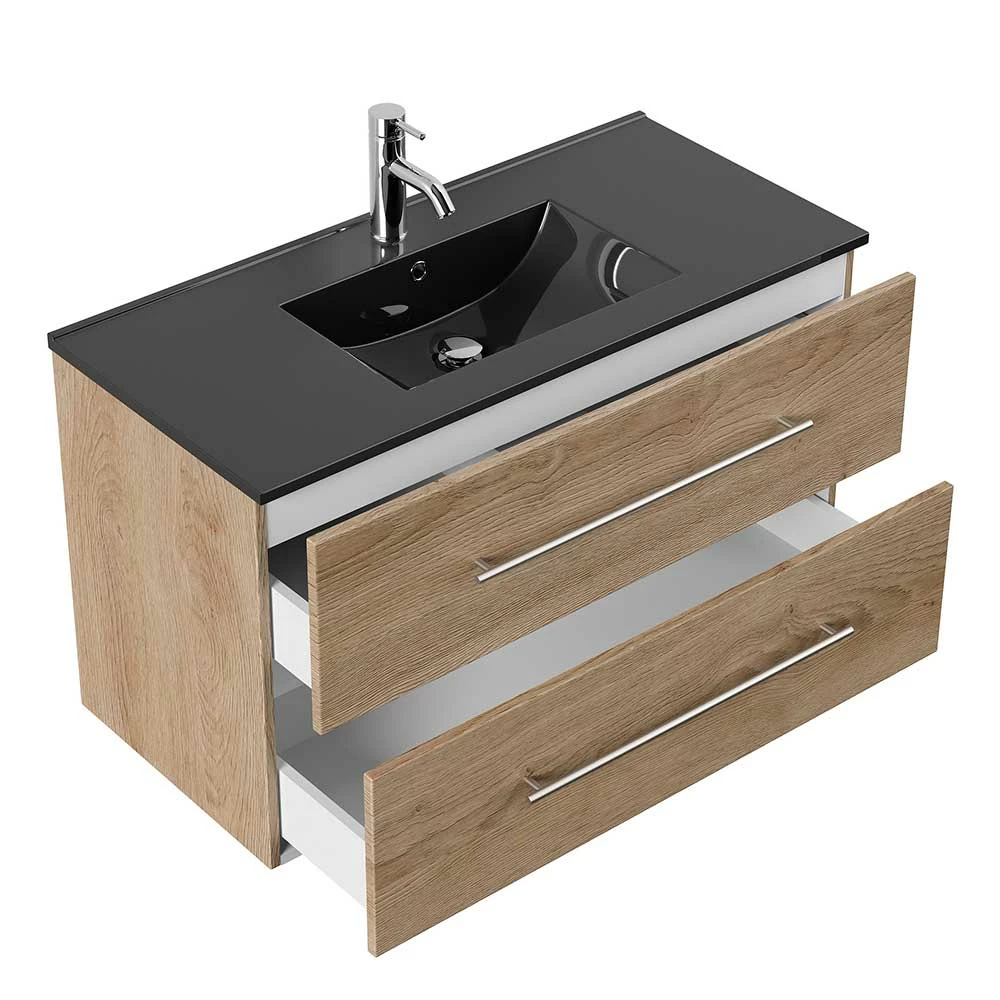 Waschkonsole In Eiche Hell Dekor - Nakato – Bild 5