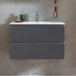 Waschtisch In Mattem Grau & Wildeiche - Jambi