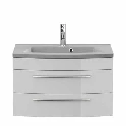 Waschtisch In Weiß HG Mit Beton NB - Nathalie