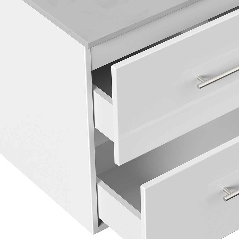 Weißer Waschtisch Mit Becken In Beton Optik - Oliva – Bild 6