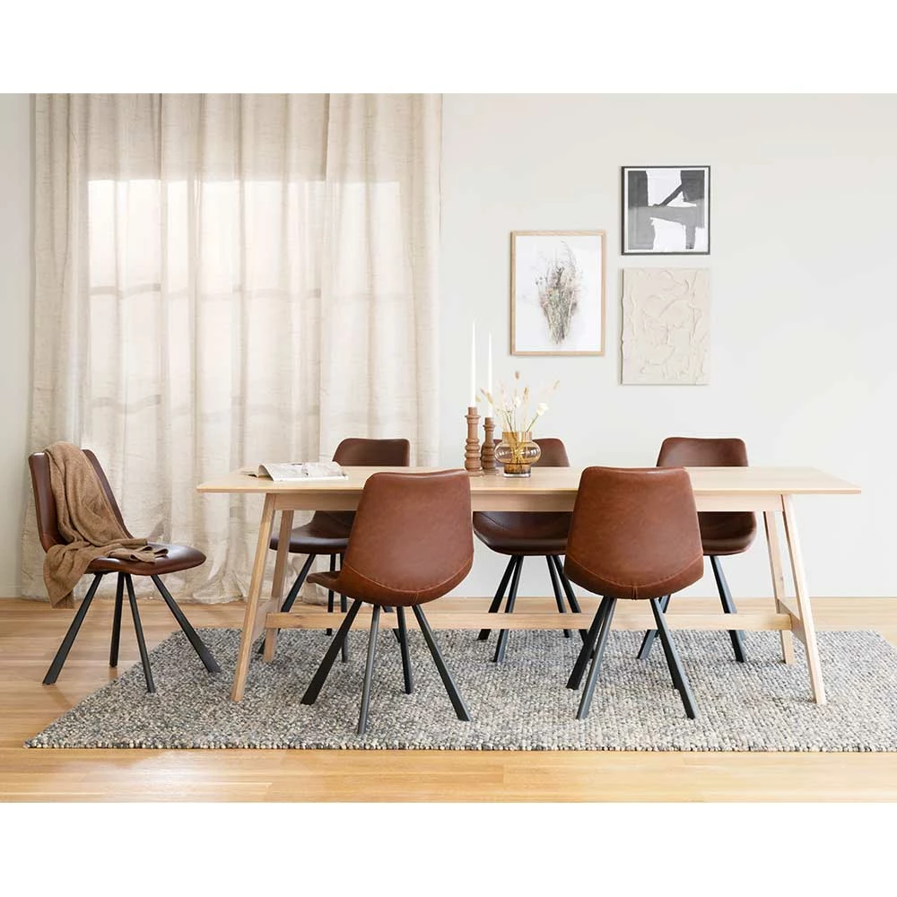 White Wash Tisch & Kunstlederstühle - Tiscoria (siebenteilig) – Bild 2